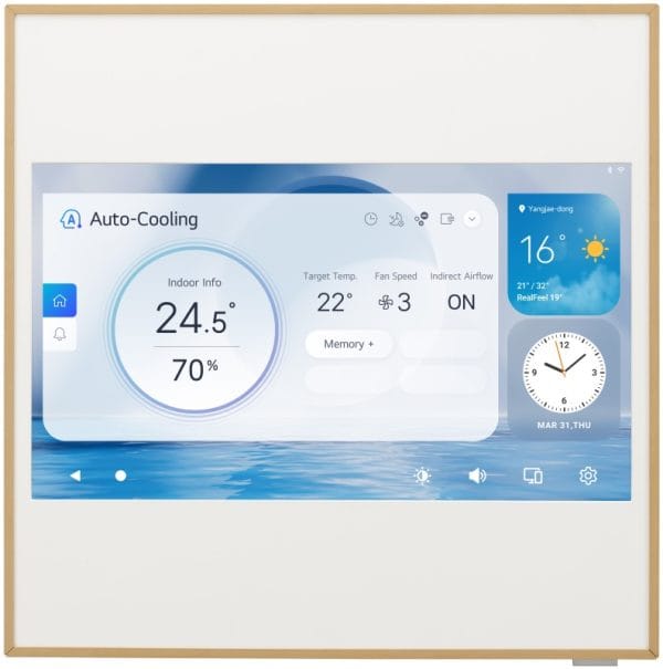 Digitale thermostaat met weer- en tijdweergave.