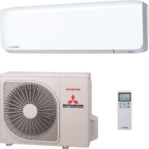 Mitsubishi airconditioner met buitenunit en afstandsbediening