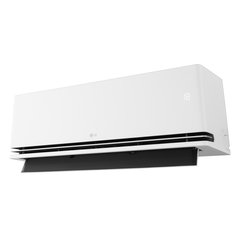 Witte airconditioner aan de muur gemonteerd